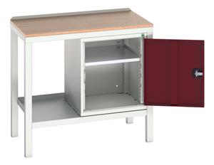 16922603.** verso welded bench with cupboard & mpx top. WxDxH: 1000x600x930mm. RAL 7035/5010 or selected